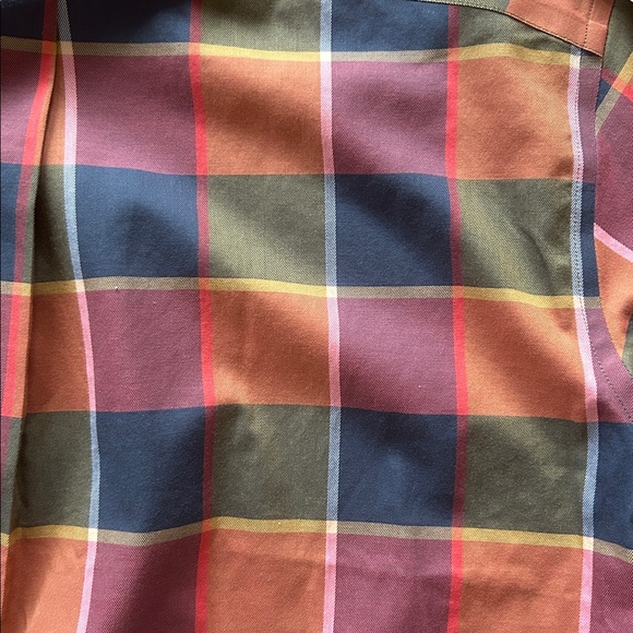 Orvis men’s casual button-down orange blue plaid wrinkle free size L - Picture 10 of 10